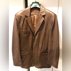 Leather Sport Jacket, As New Cond., Sz. 42R, brown, $75
